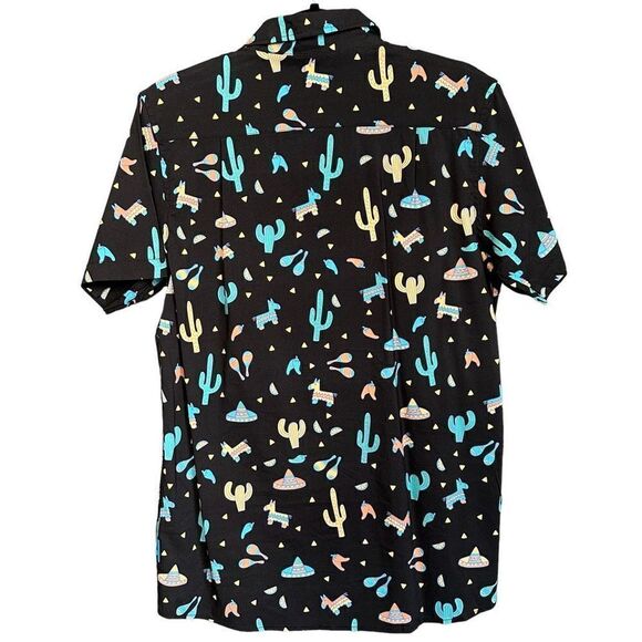 tipsyelves Midnight Fiesta Hawaiin Shirt Cactus Sombrero Piñata Print - Picture 5 of 7